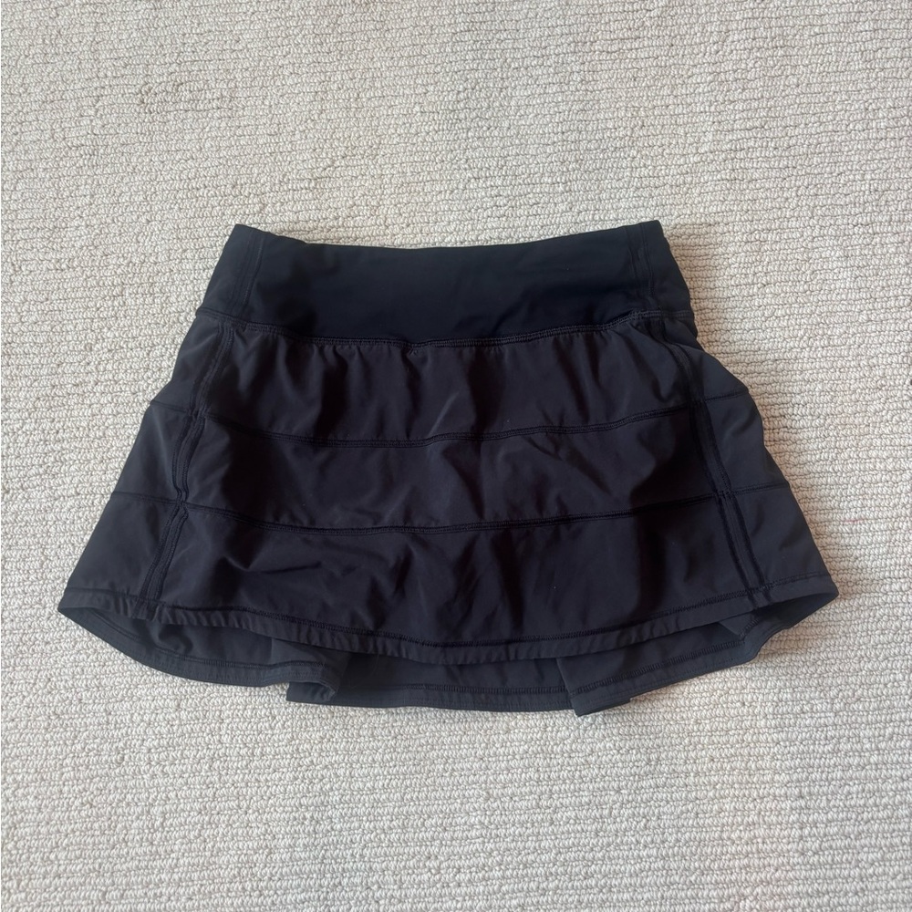 Black Lululemon Pace Mid Rival Athletic Skort